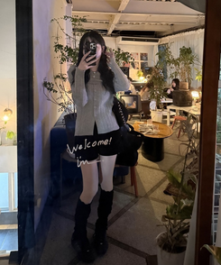 リボンロングレッグウォーマー BLACK