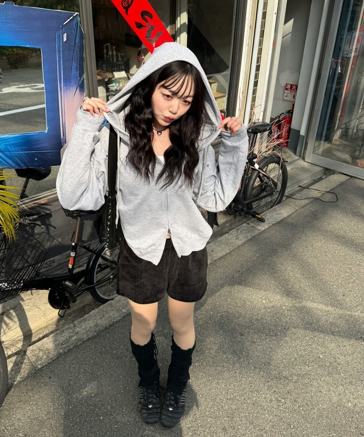 リボンロングレッグウォーマー BLACK