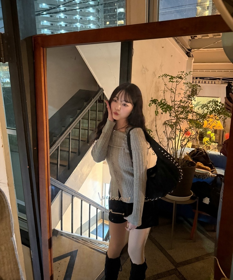 リボンロングレッグウォーマー BLACK