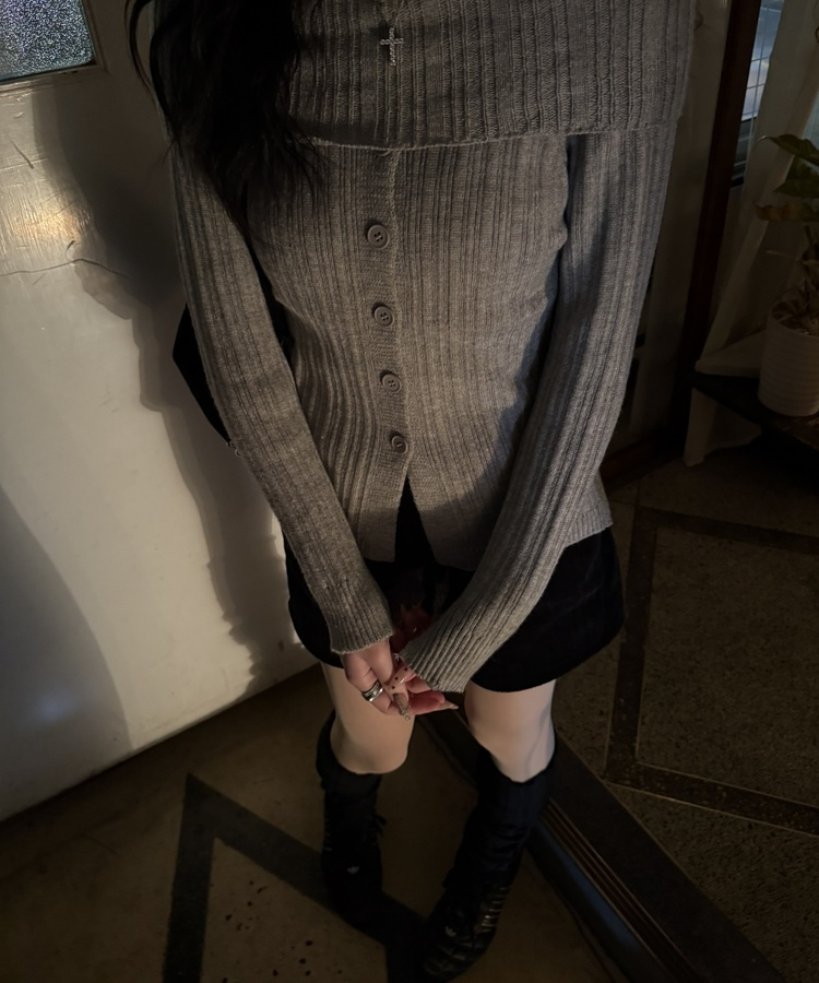 リボンロングレッグウォーマー BLACK