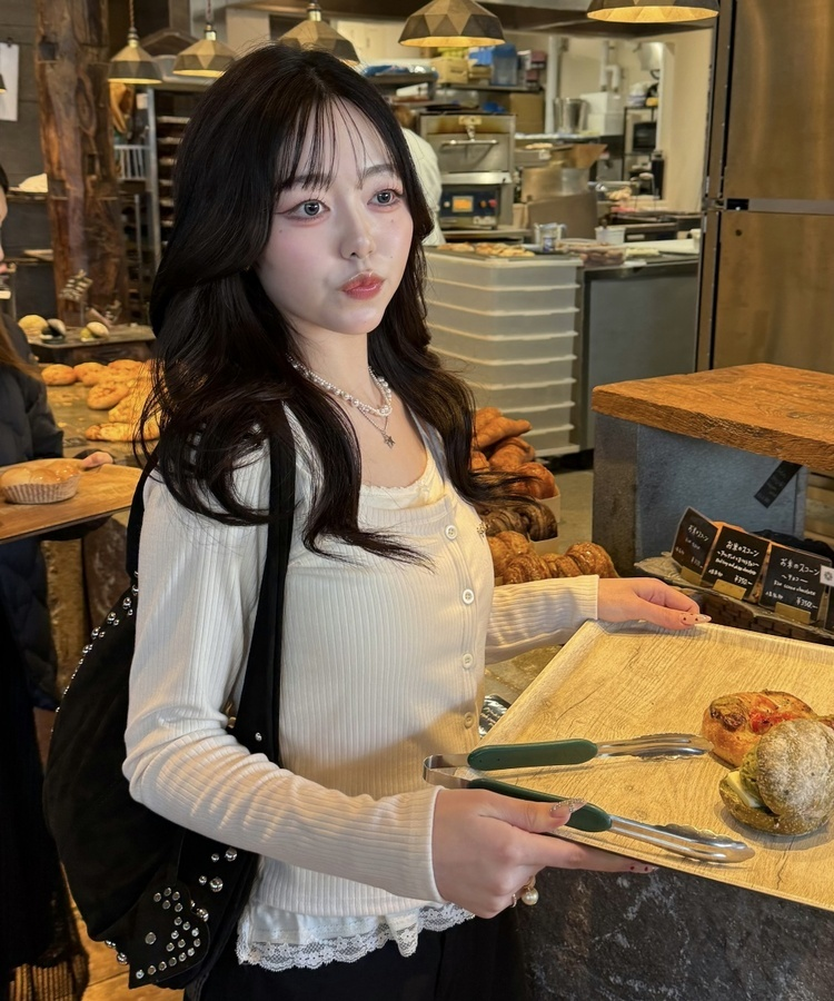 レイヤードレースカーディガン BEIGE