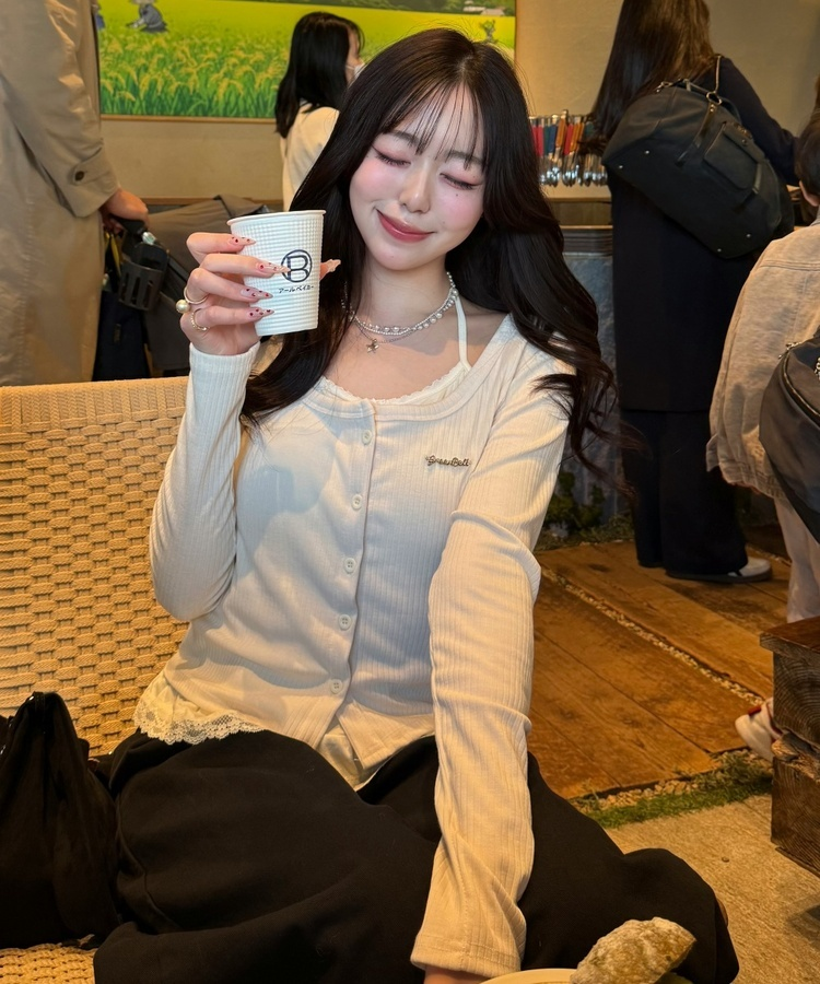 レイヤードレースカーディガン BEIGE