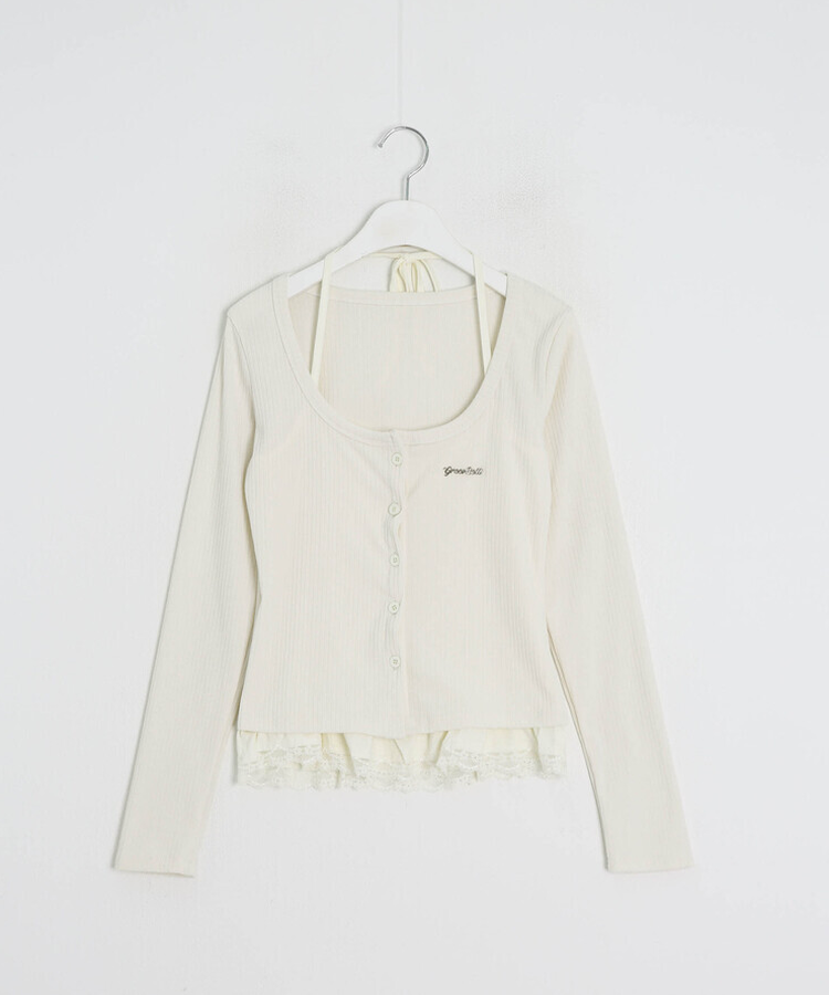 レイヤードレースカーディガン