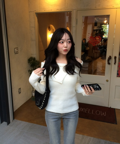 オフショルダーニットトップス IVORY