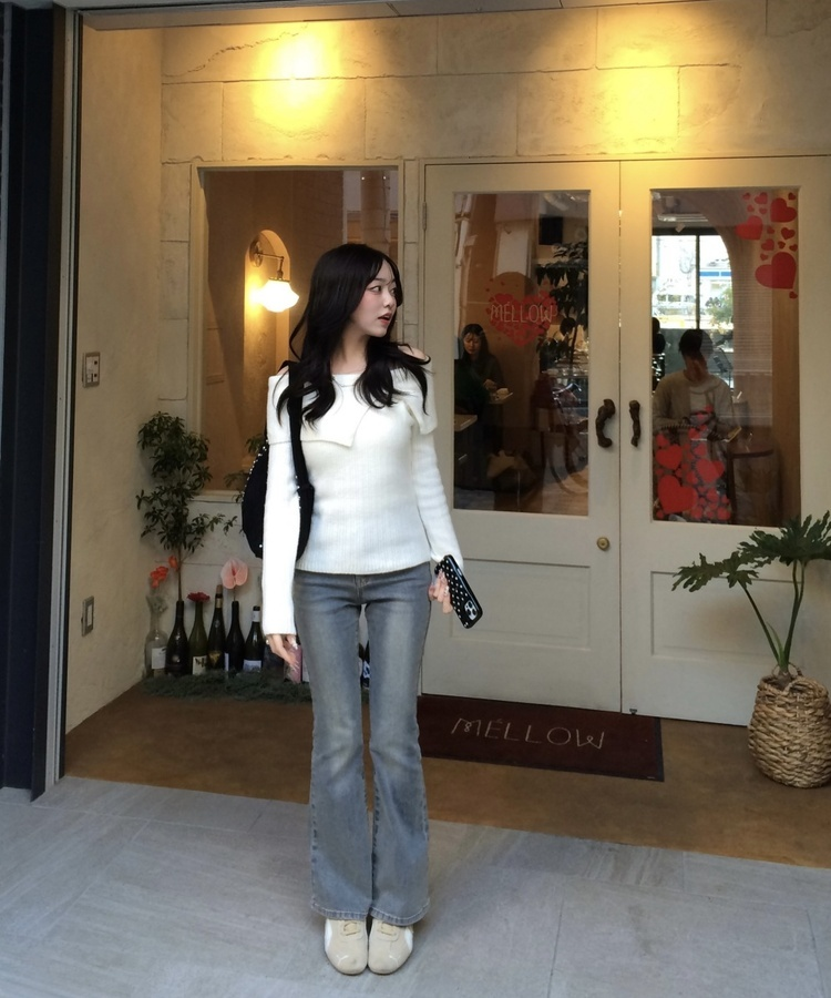 オフショルダーニットトップス IVORY