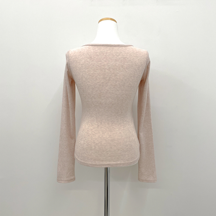 レースレイヤードシャーリング長袖Tシャツ(5color)