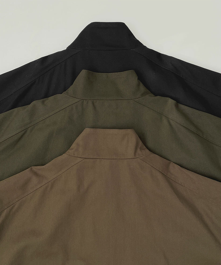 하이넥 단추 지퍼 야상 스트링 자켓