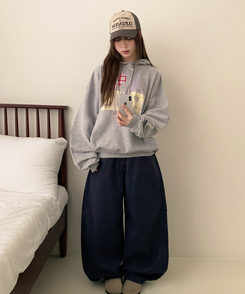 ハートチェックフードパーカー MELANGE