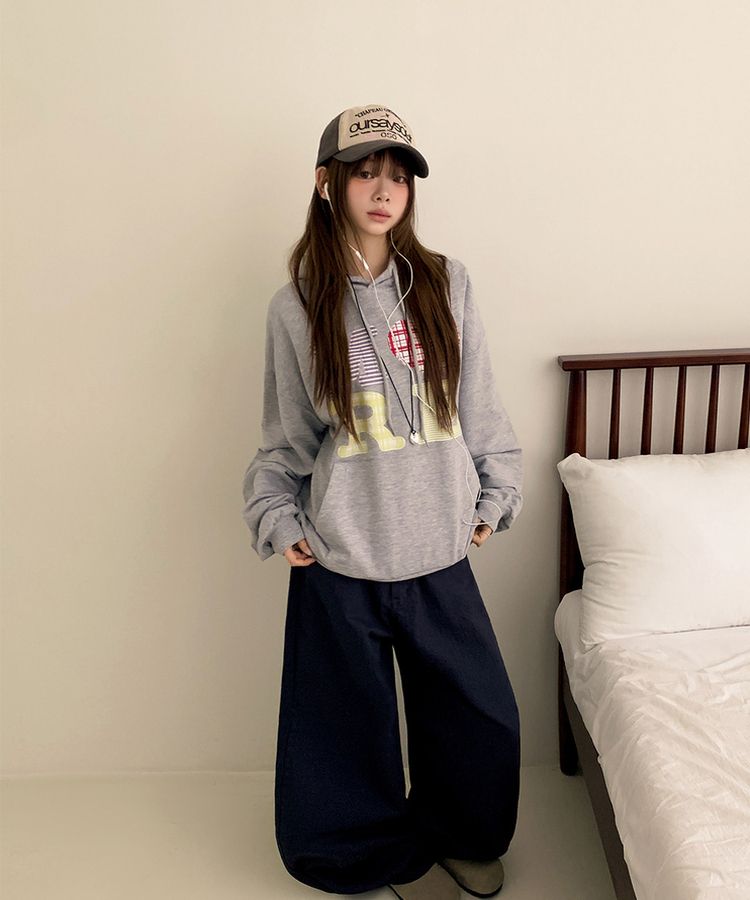 ハートチェックフードパーカー MELANGE