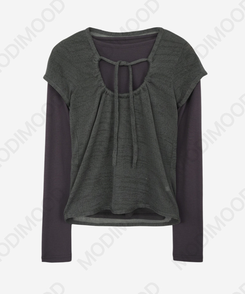 リボンシャーリングレイヤードTシャツ