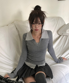 【ベルト付き】【ベルト付き】ストライプテニススカート GREY