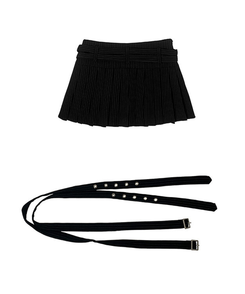 【ベルト付き】【ベルト付き】ストライプテニススカート