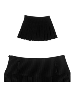 【ベルト付き】【ベルト付き】ストライプテニススカート