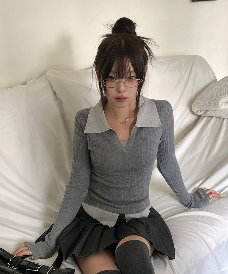 【ベルト付き】【ベルト付き】ストライプテニススカート GREY