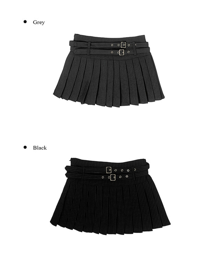【ベルト付き】【ベルト付き】ストライプテニススカート