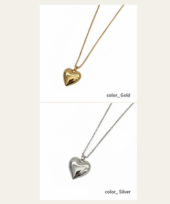 심플 데일리 통통 하트 유광 목걸이