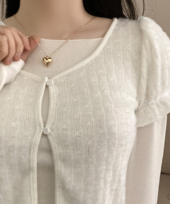 심플 데일리 통통 하트 유광 목걸이 골드