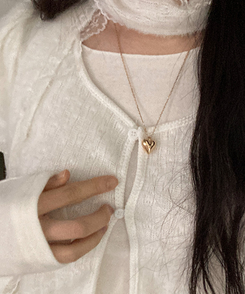 심플 데일리 통통 하트 유광 목걸이 골드