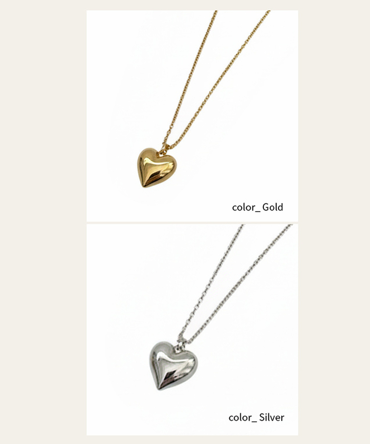 심플 데일리 통통 하트 유광 목걸이