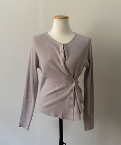 로시 언발 골지 사이드 버튼 투웨이 가디건