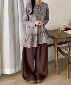 【起毛】ドリームスターワイドサイドスリットトレーニングパンツ BROWN