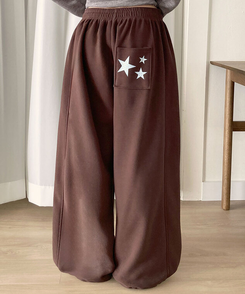 【起毛】ドリームスターワイドサイドスリットトレーニングパンツ BROWN