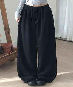 【起毛】ドリームスターワイドサイドスリットトレーニングパンツ BLACK