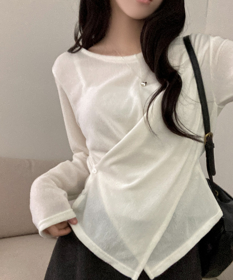 ボタンラップスリットニット IVORY