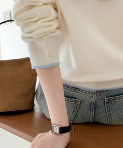 （配色ポイント♥）レタリング刺繍入り配色カラーニット IVORY