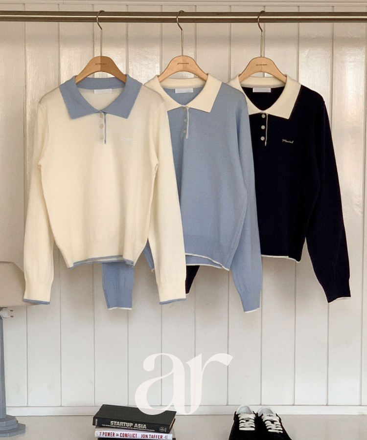 （配色ポイント♥）レタリング刺繍入り配色カラーニット