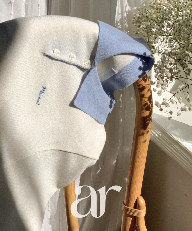 （配色ポイント♥）レタリング刺繍入り配色カラーニット IVORY