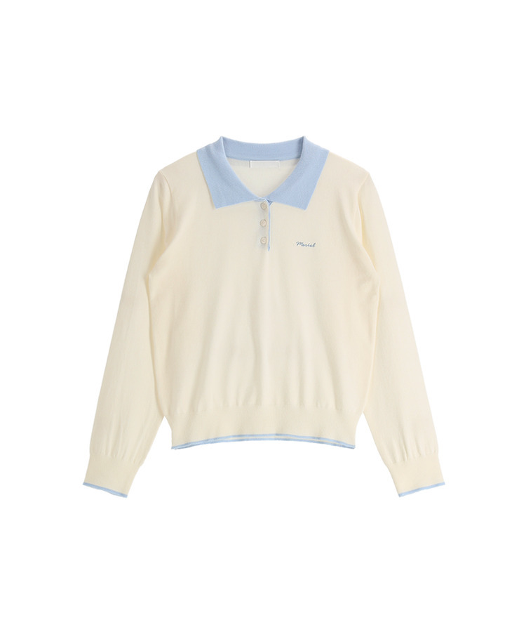 （配色ポイント♥）レタリング刺繍入り配色カラーニット