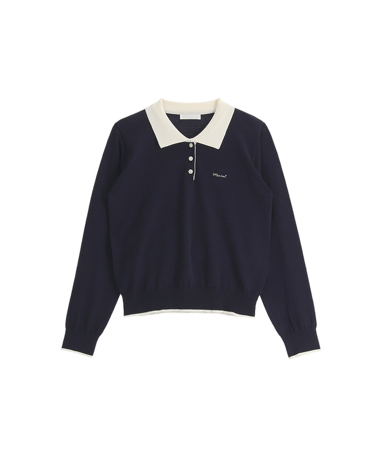 （配色ポイント♥）レタリング刺繍入り配色カラーニット