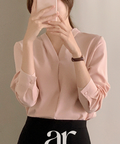 Ⅴネック9色ブラウス  DEEP PINK