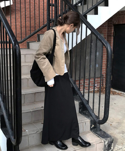 ラウンドローファーシューズ BLACK