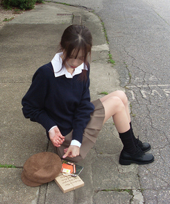 ラウンドローファーシューズ BLACK