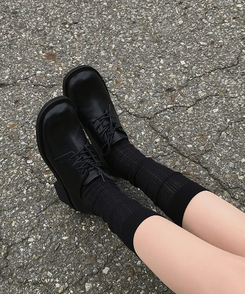 ラウンドローファーシューズ BLACK