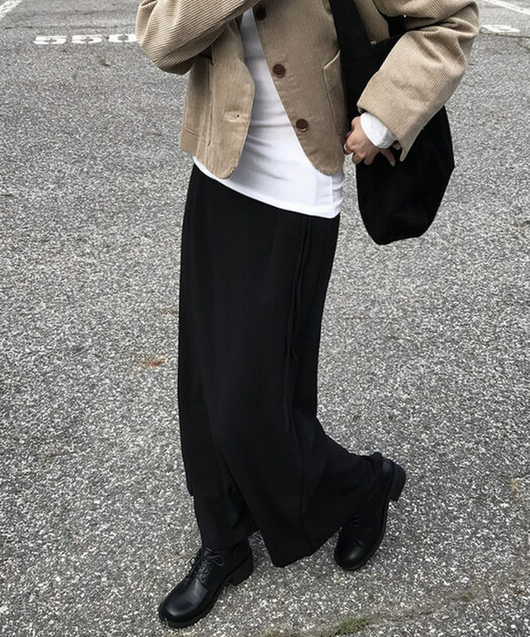 ラウンドローファーシューズ BLACK