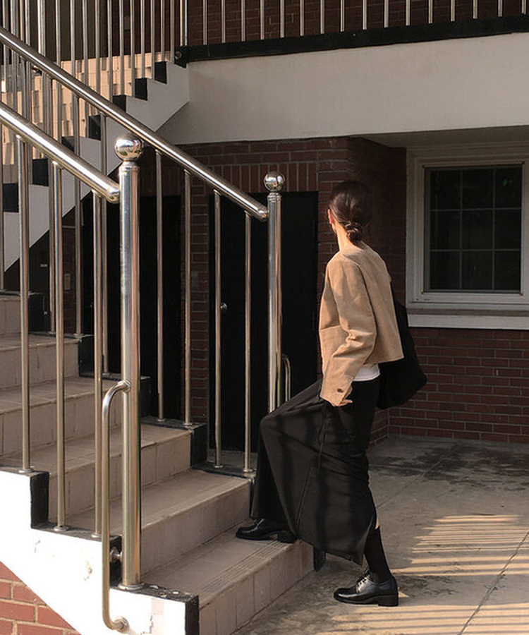 ラウンドローファーシューズ BLACK