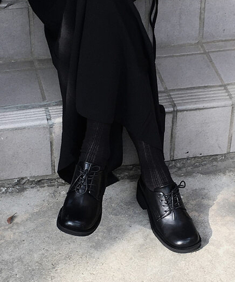 ラウンドローファーシューズ BLACK