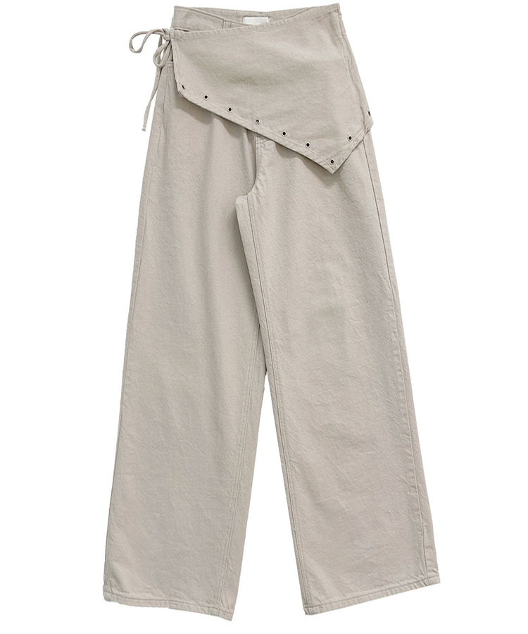 ハイウエストレイヤードラップワイドパンツ