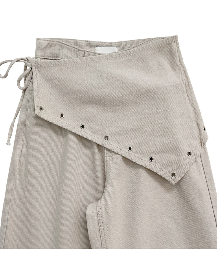 ハイウエストレイヤードラップワイドパンツ
