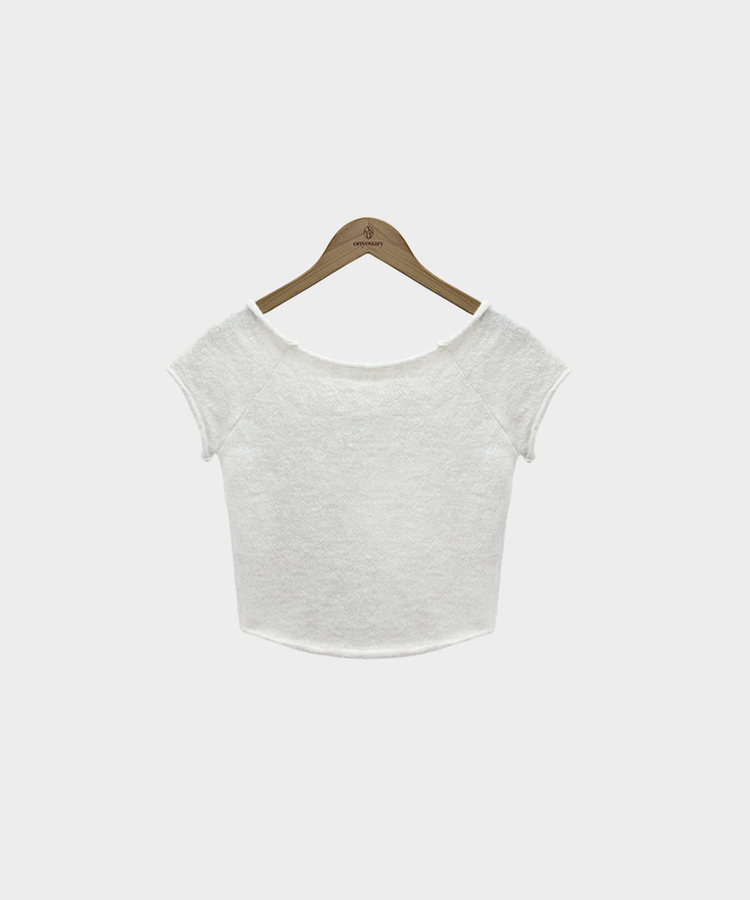 로맨스 롤링 입술넥 원숄더 반팔 니트