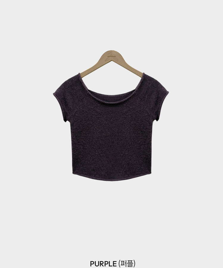 로맨스 롤링 입술넥 원숄더 반팔 니트