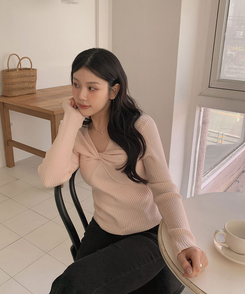 ツイストリボンスリムニット PINK