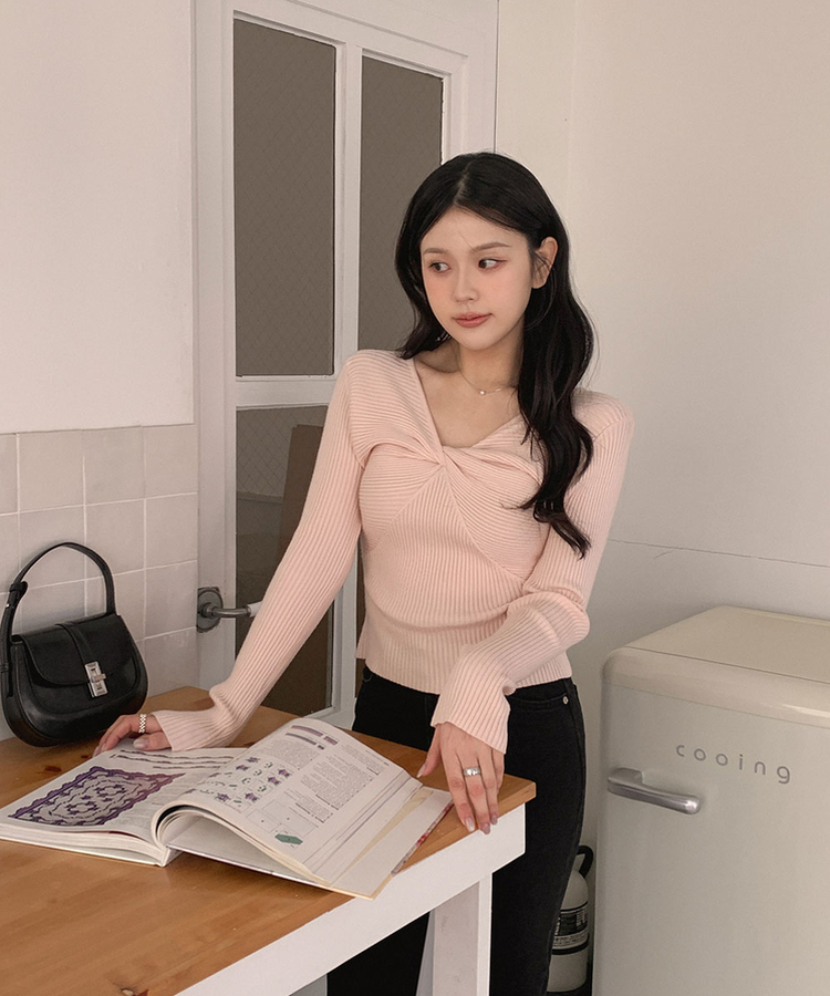 ツイストリボンスリムニット PINK