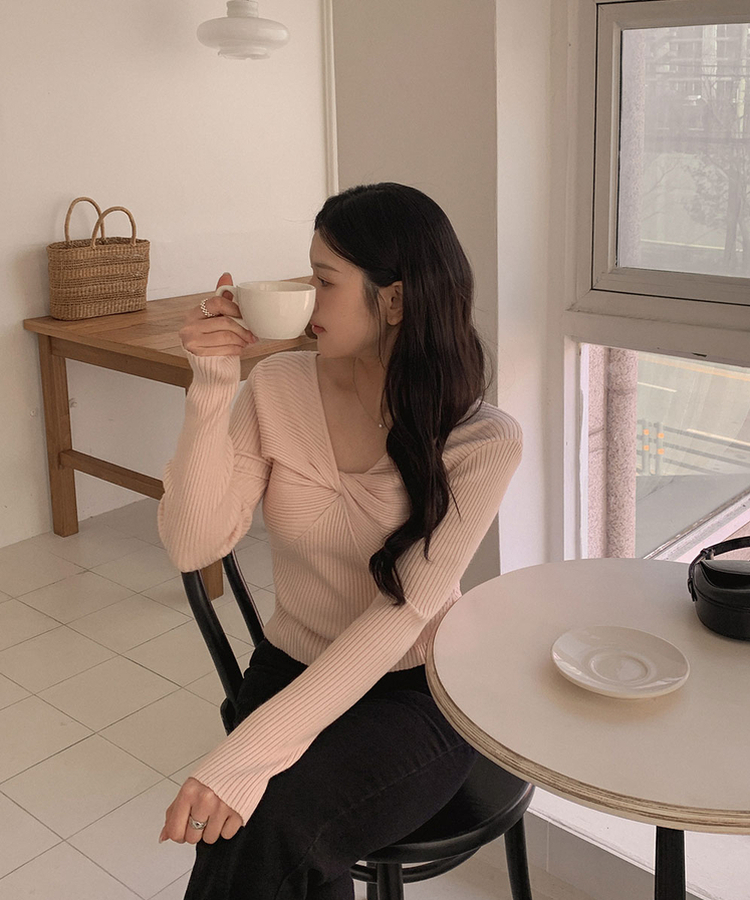 ツイストリボンスリムニット PINK