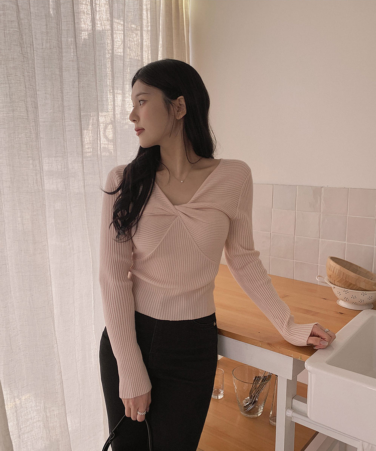 ツイストリボンスリムニット PINK
