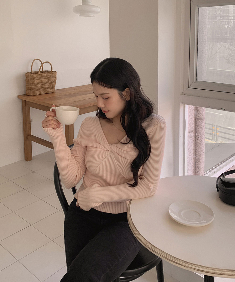 ツイストリボンスリムニット PINK