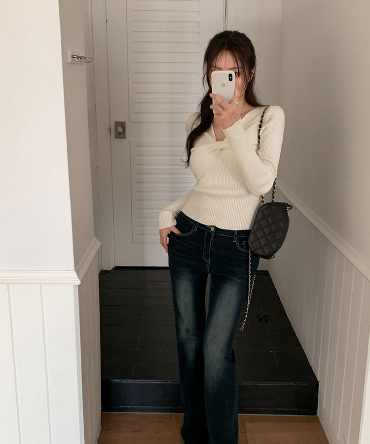 ツイストリボンスリムニット IVORY